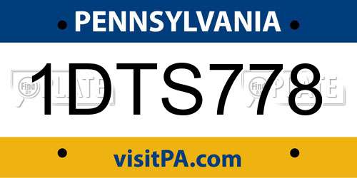 1DTS778 Pennsylvania License Plate