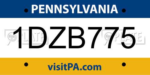 1DZB775 Pennsylvania License Plate