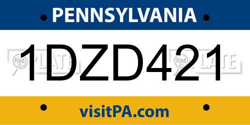 1DZD421 Pennsylvania License Plate
