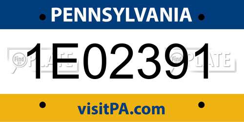 1E02391 Pennsylvania License Plate