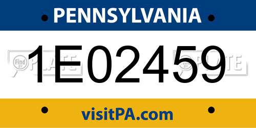 1E02459 Pennsylvania License Plate