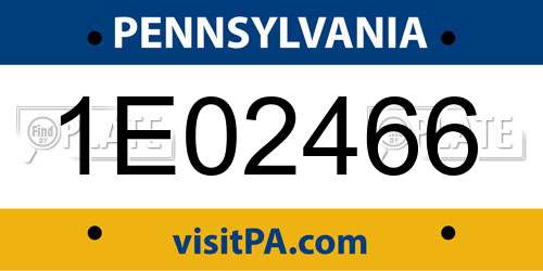 1E02466 Pennsylvania License Plate