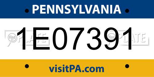 1E07391 Pennsylvania License Plate