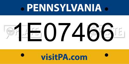 1E07466 Pennsylvania License Plate