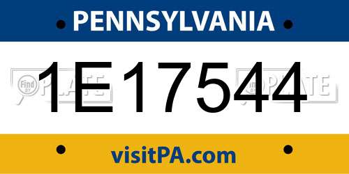 1E17544 Pennsylvania License Plate