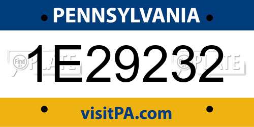 1E29232 Pennsylvania License Plate