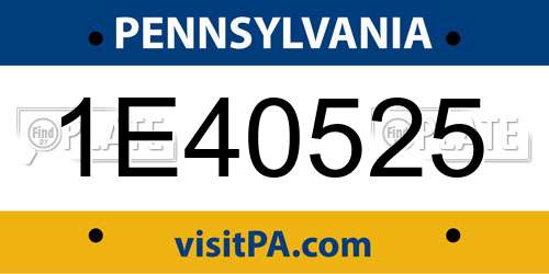 1E40525 Pennsylvania License Plate