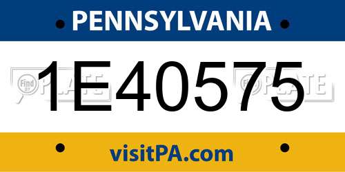 1E40575 Pennsylvania License Plate