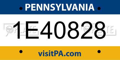 1E40828 Pennsylvania License Plate