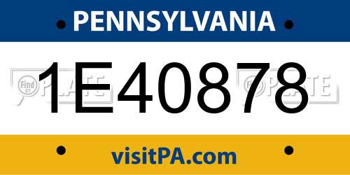 1E40878 Pennsylvania License Plate