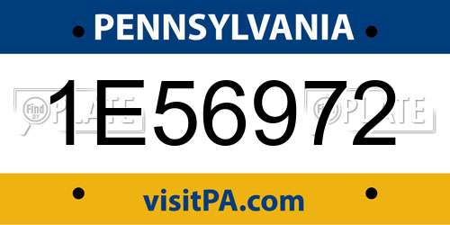 1E56972 Pennsylvania License Plate