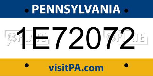 1E72072 Pennsylvania License Plate