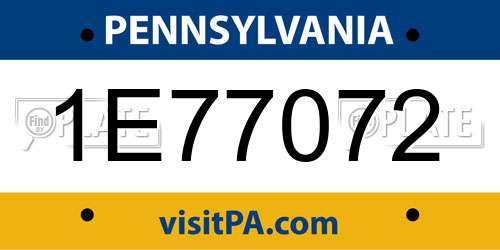 1E77072 Pennsylvania License Plate