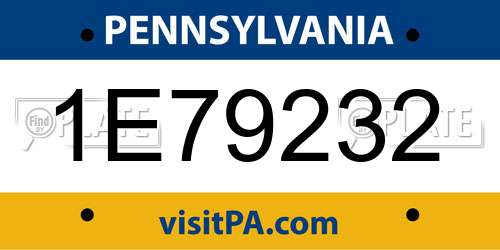 1E79232 Pennsylvania License Plate