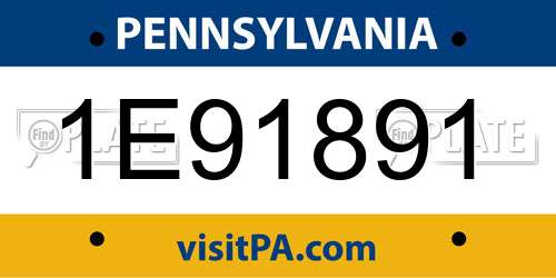 1E91891 Pennsylvania License Plate