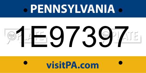1E97397 Pennsylvania License Plate