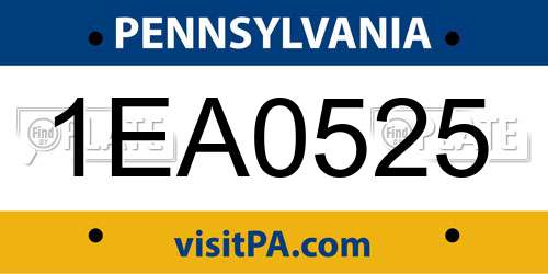 1EA0525 Pennsylvania License Plate