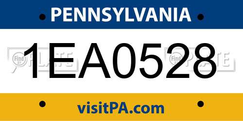 1EA0528 Pennsylvania License Plate