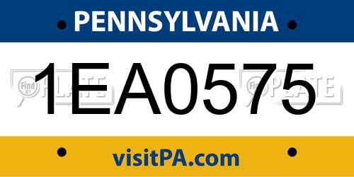1EA0575 Pennsylvania License Plate