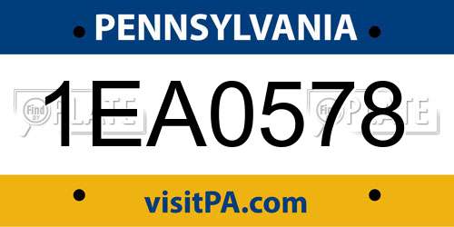 1EA0578 Pennsylvania License Plate