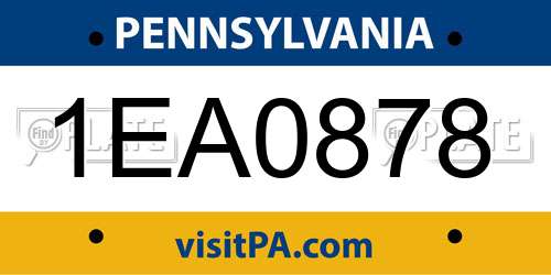 1EA0878 Pennsylvania License Plate