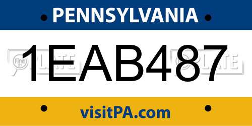 1EAB487 Pennsylvania License Plate