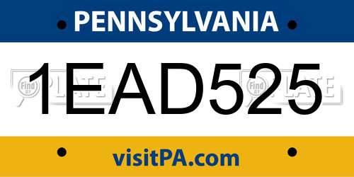1EAD525 Pennsylvania License Plate