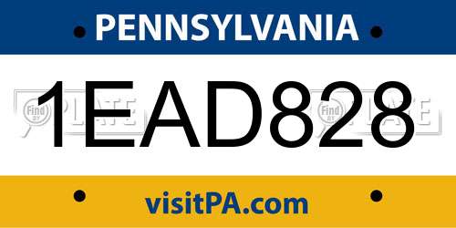 1EAD828 Pennsylvania License Plate