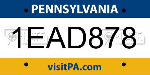 1EAD878 Pennsylvania License Plate