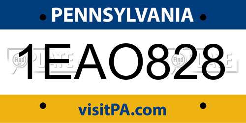 1EAO828 Pennsylvania License Plate