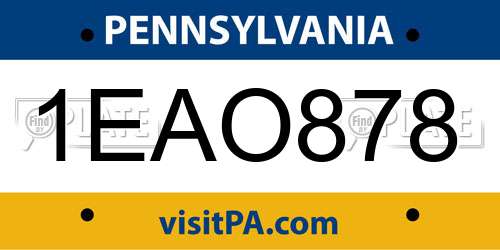 1EAO878 Pennsylvania License Plate