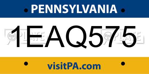 1EAQ575 Pennsylvania License Plate