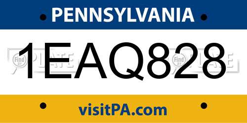 1EAQ828 Pennsylvania License Plate