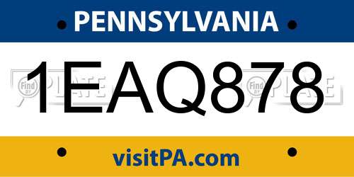 1EAQ878 Pennsylvania License Plate
