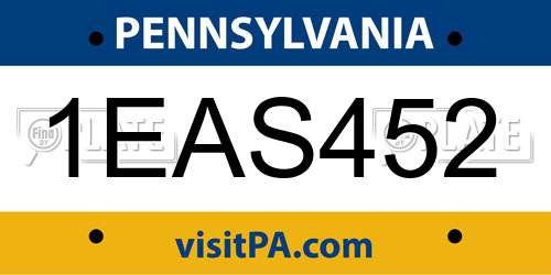 1EAS452 Pennsylvania License Plate