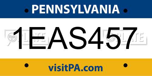 1EAS457 Pennsylvania License Plate