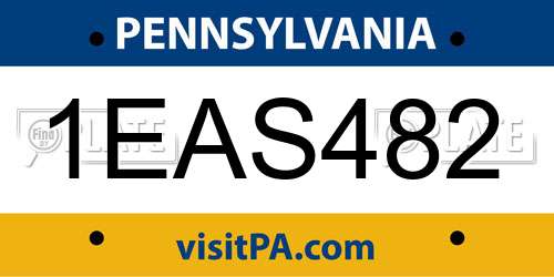 1EAS482 Pennsylvania License Plate