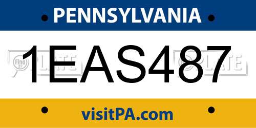 1EAS487 Pennsylvania License Plate