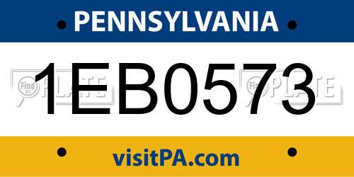 1EB0573 Pennsylvania License Plate
