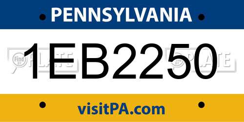 1EB2250 Pennsylvania License Plate