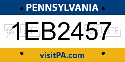 1EB2457 Pennsylvania License Plate