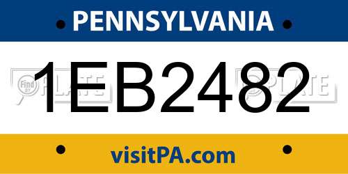 1EB2482 Pennsylvania License Plate