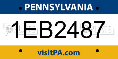 1EB2487 Pennsylvania License Plate
