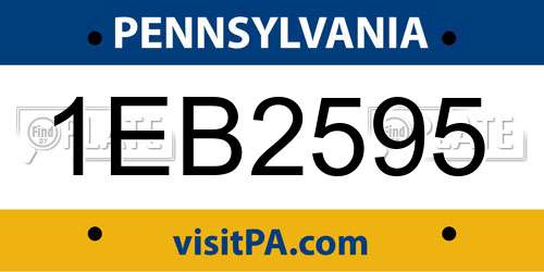 1EB2595 Pennsylvania License Plate