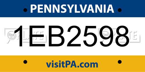 1EB2598 Pennsylvania License Plate