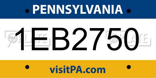 1EB2750 Pennsylvania License Plate