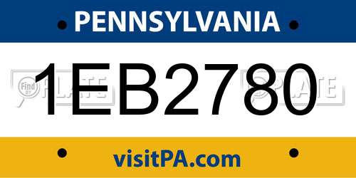 1EB2780 Pennsylvania License Plate
