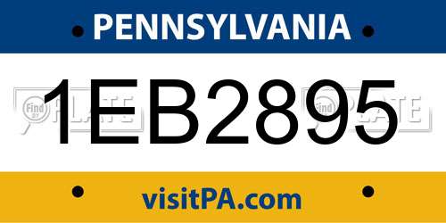 1EB2895 Pennsylvania License Plate
