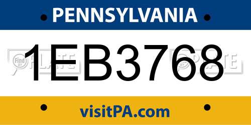 1EB3768 Pennsylvania License Plate