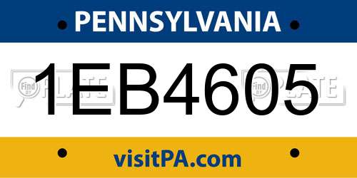 1EB4605 Pennsylvania License Plate